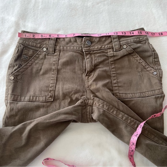 Miss Me Mid Rise Skinny Distressed Utility Jeans in Army Green - Picture 12 of 14